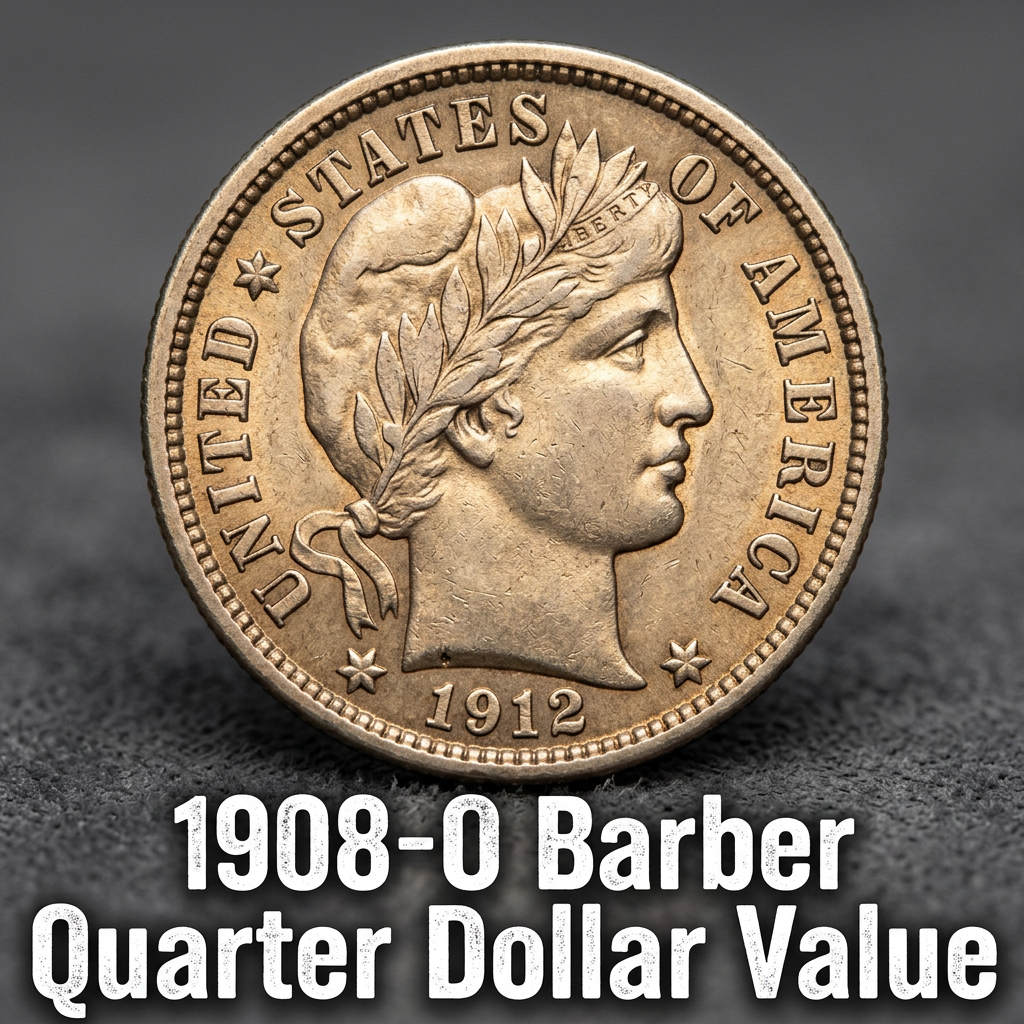 1908-O Barber Quarter Dollar Value and What It's Worth Today