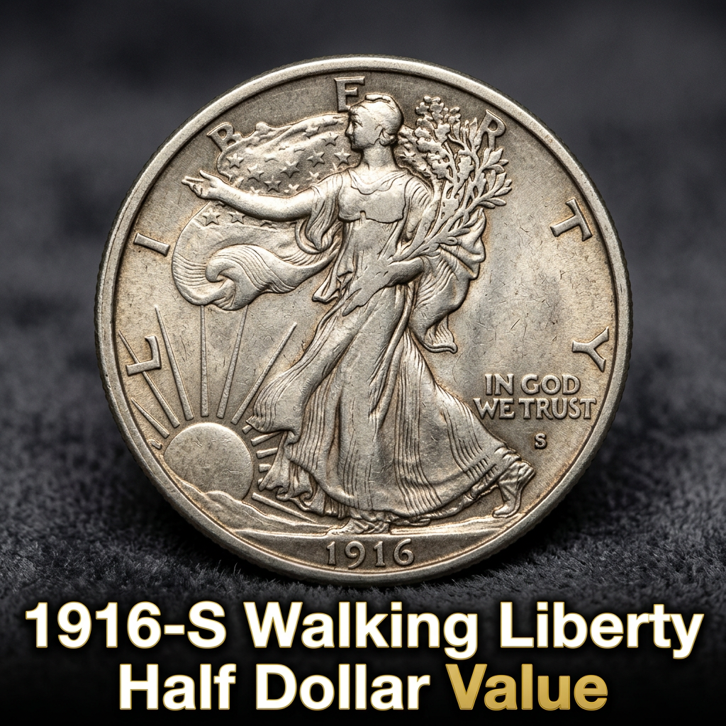 1916-S Walking Liberty Half Dollar Value and What Your Coin Is Really Worth